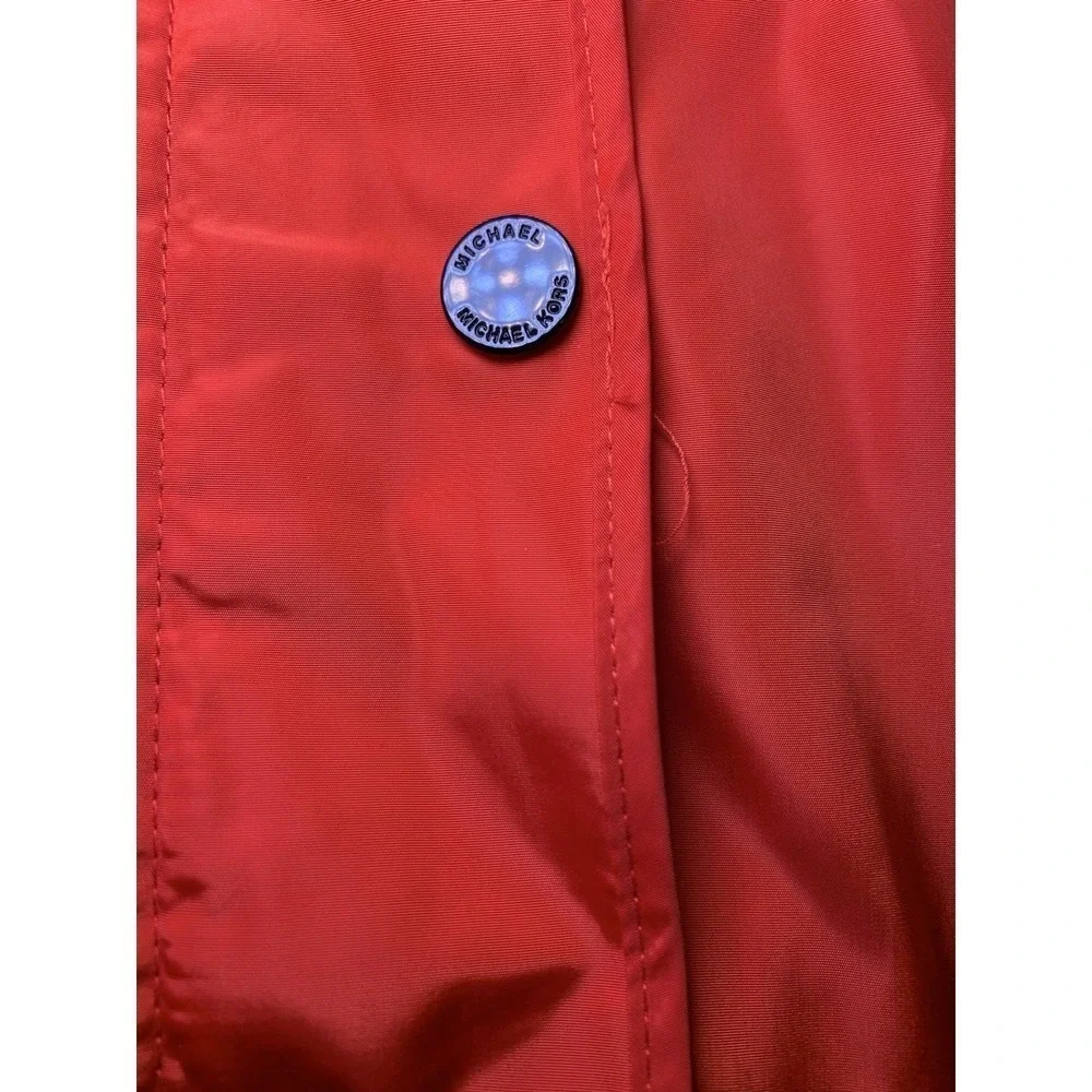 Michael Kors Red Utility Jacket Size XL Zip Pockets Zip-up Quilted Inside